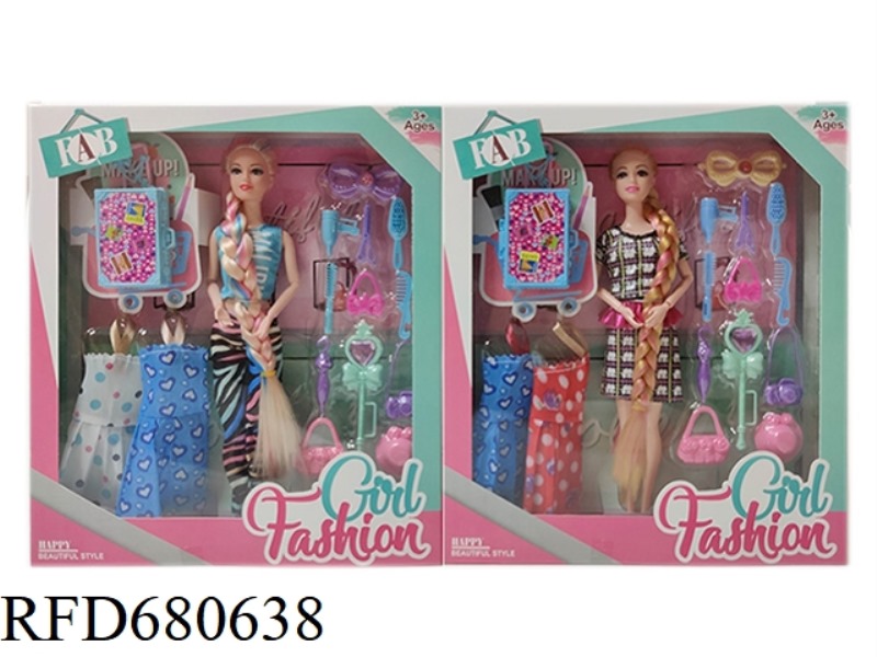 A HIGH-END 11.5-INCH SOLID 9-JOINT FASHION DRESS WITH BARBIE STRAPS FOR DRESSING AND GROOMING, AND A