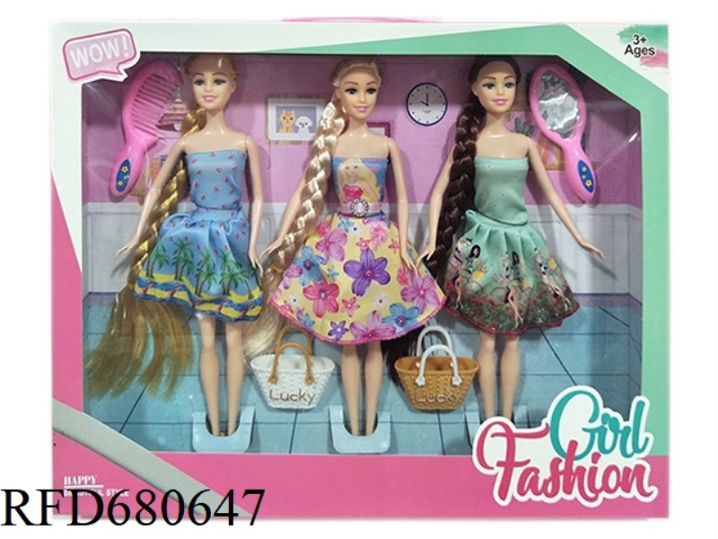 HIGH-END 11.5-INCH PRACTICAL HANDCRAFTED FASHION DRESS, BARBIE WITH A SMALL BAG, A LARGE COMB AND A