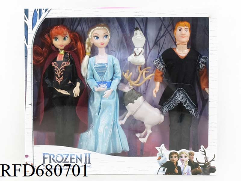 THE 4TH GENERATION 11.5-INCH 12-JOINT REAL ICE PRINCESS AND THE EMPTY ICE PRINCE, THREE REINDEER WIT