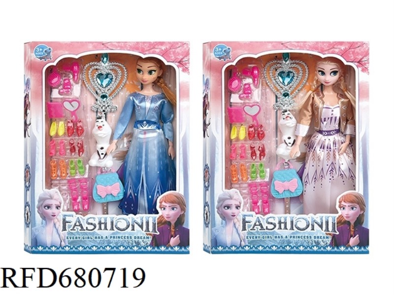 11.5-INCH SOLID 9-JOINT FROZEN WITH OLAF, HANDBAG MAGIC WAND, AND DRESS-UP SHOE ACCESSORIES