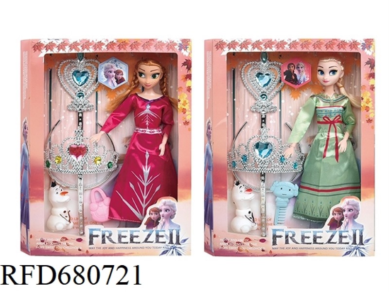 11.5-INCH SOLID 9-JOINT FROZEN WITH A MIXED SET OF CROWN, MAGIC WAND, OLAF AND GROOMING ACCESSORIES
