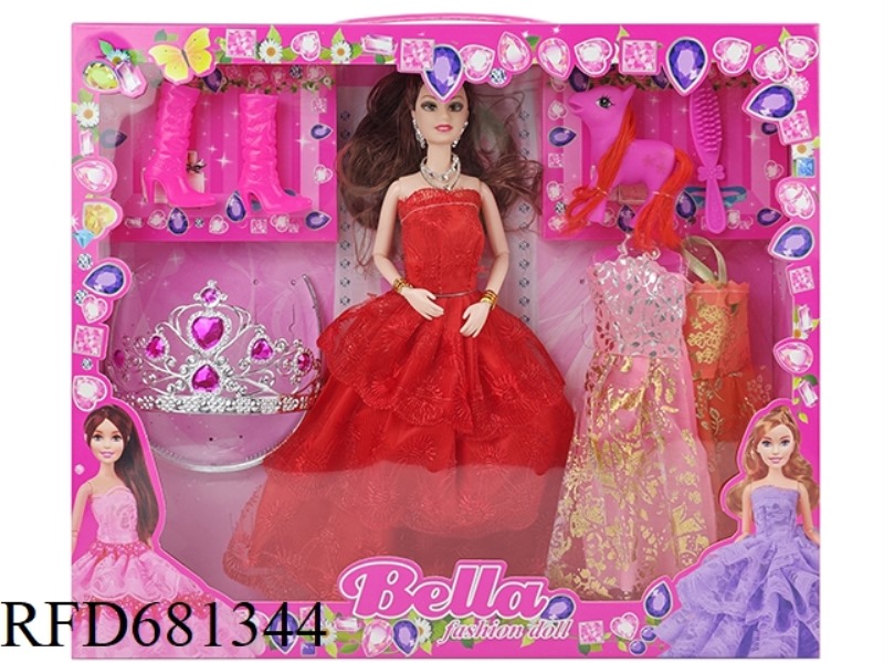 11-INCH SOLID NINE-JOINT BARBIE DOLL WITH LONG BOOTS, CROWN PONY COMB