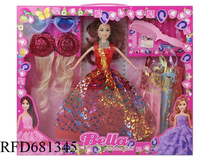 11-INCH LIFE-SIZED MOVABLE HAND BARBIE DOLL WITH GLASSES, WIG, HAT AND LARGE COMB