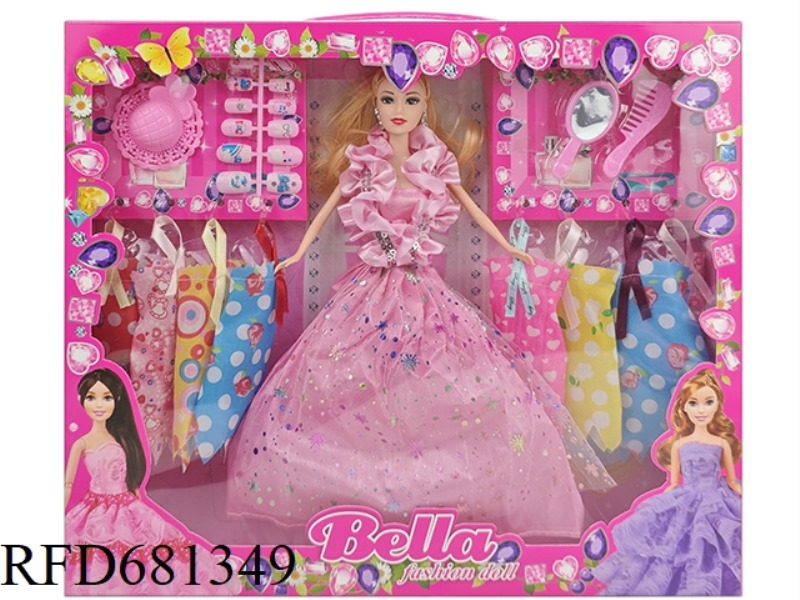 11-INCH LIFE-SIZED MOVABLE BARBIE DOLL WITH A HAT, NAIL PIECES AND A COMB MIRROR VACUUM-FORMED