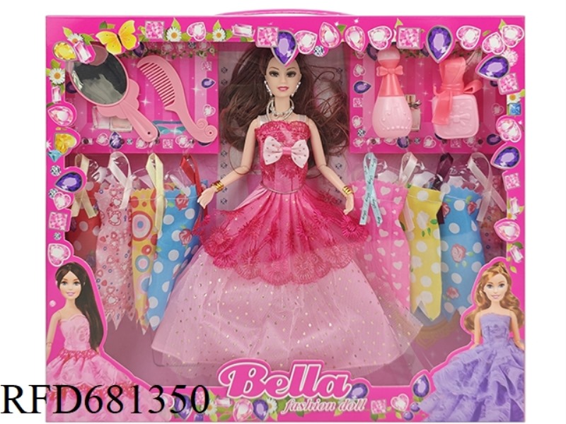 AN 11-INCH REAL NINE-JOINT BARBIE DOLL WITH A COMB MIRROR AND A PERFUME BOTTLE