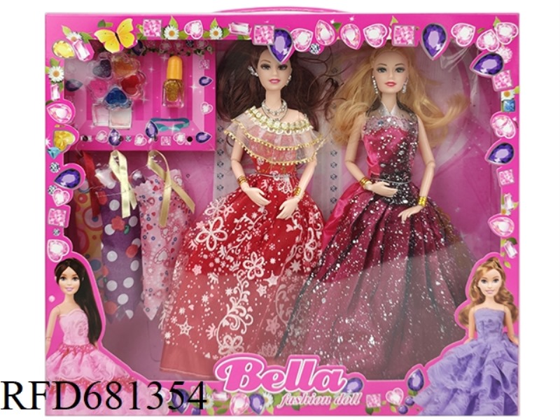 11-INCH SOLID NINE-JOINT BARBIE DOLL DOUBLE SET PLUS NAIL NAILS PLUS NAIL POLISH PLUS MAKEUP BOX