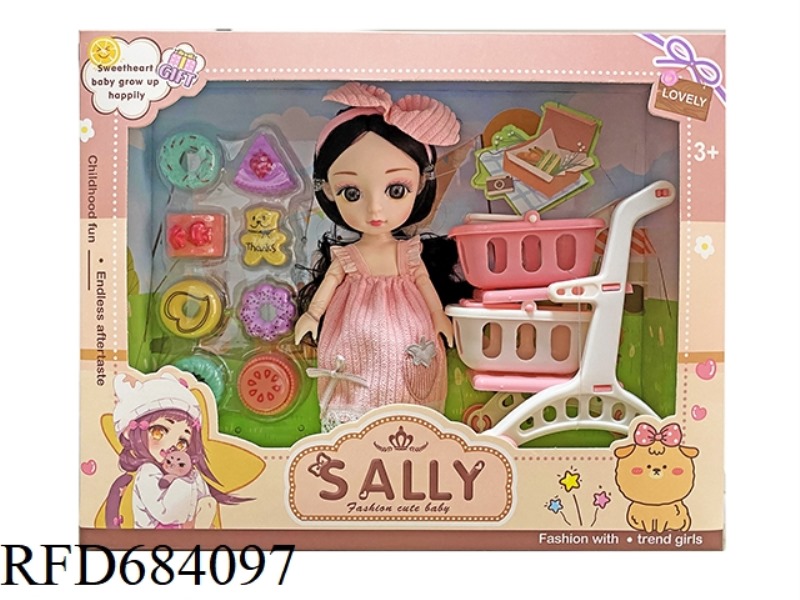 6-INCH CUTE GIRL DRESS UP DOLL+PLASTIC ACCESSORIES+CART