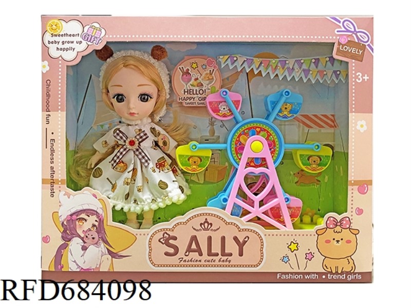 6-INCH REAL CUTE GIRL DRESS UP DOLL+FERRIS WHEEL