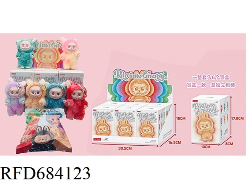 VINYL BODY 3D CARTOON EYE BLIND BOX RAG DOLL+KEY CHAIN+BLIND BAG 6PCS