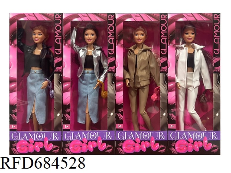 11-INCH ARTICULATED BARBIE DOLL FASHIONABLE LEATHER COAT SET