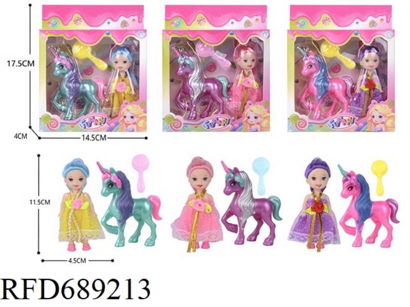3.5-INCH BARBIE DOLL FLOWER FAIRY+ELF HORSE