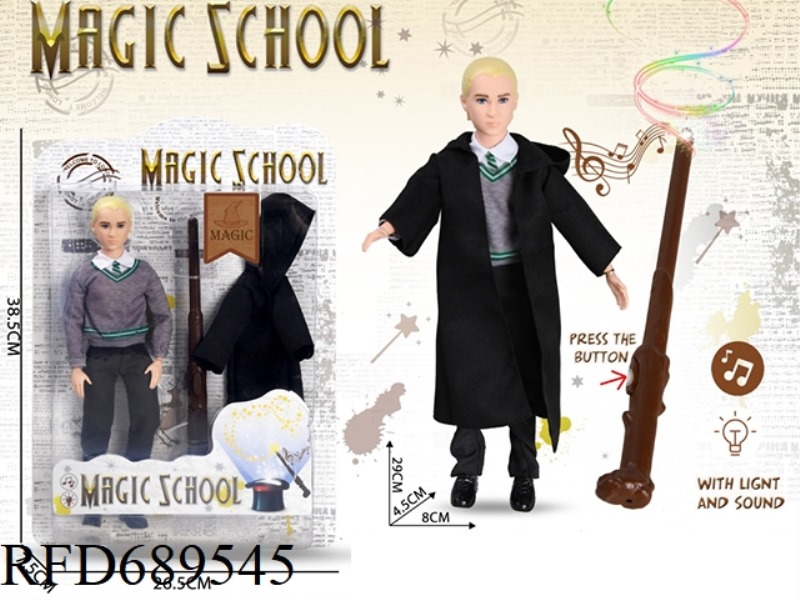 11.5-INCH 21-JOINT BARBIE DOLL FROM MAGIC SCHOOL WITH MAGIC WAND, LIGHT AND SOUND (DRACO MALFOY)