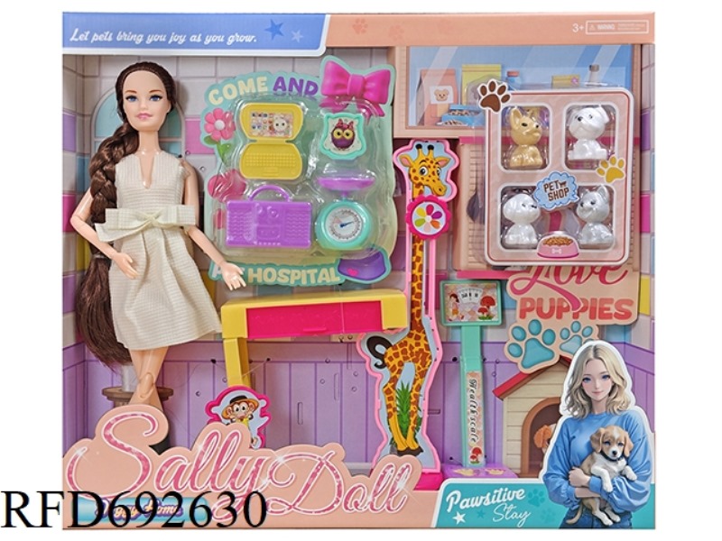 11-INCH SOLID AND CUTE GIRL DRESSED UP AS A BARBIE DOLL WITH ACCESSORIES