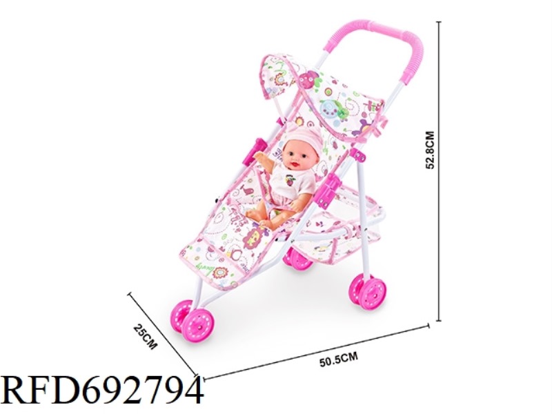 IRON CART WITH 10-INCH MUSIC EMPTY DOLL
