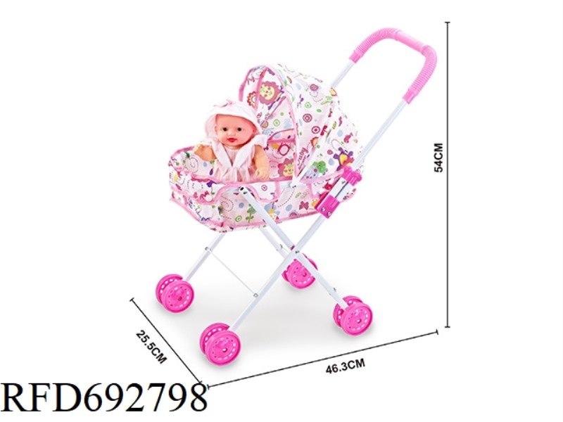 IRON CART WITH 10-INCH MUSIC EMPTY DOLL