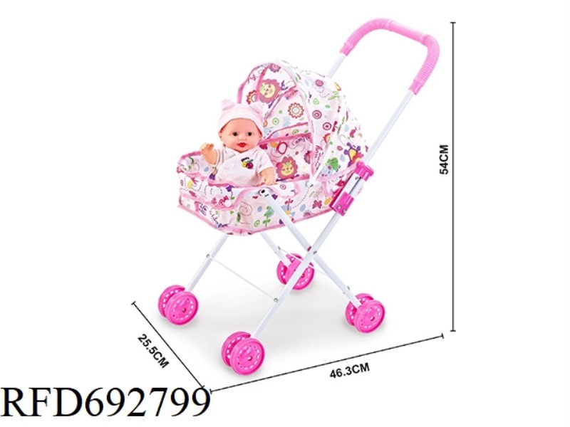 IRON CART WITH 10-INCH MUSIC EMPTY DOLL