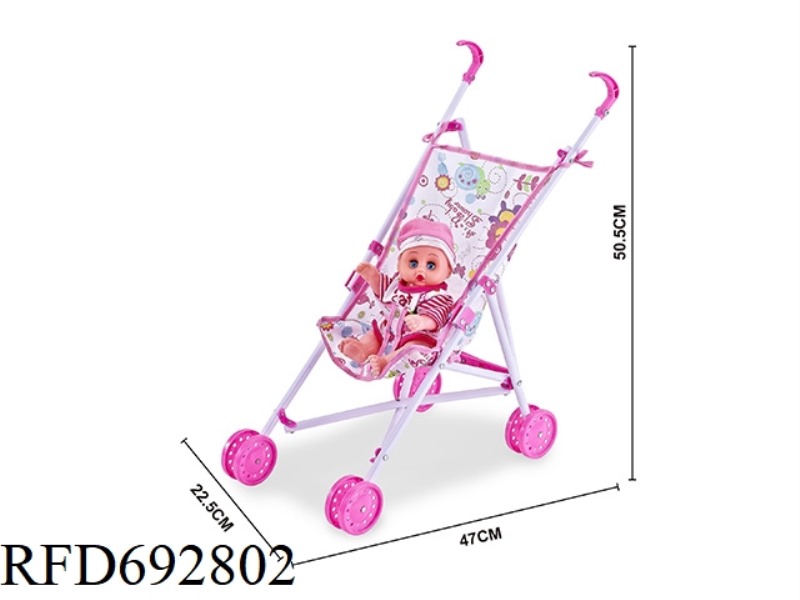 PLASTIC CART WITH 10-INCH BOY'S MUSIC HOLLOW DOLL