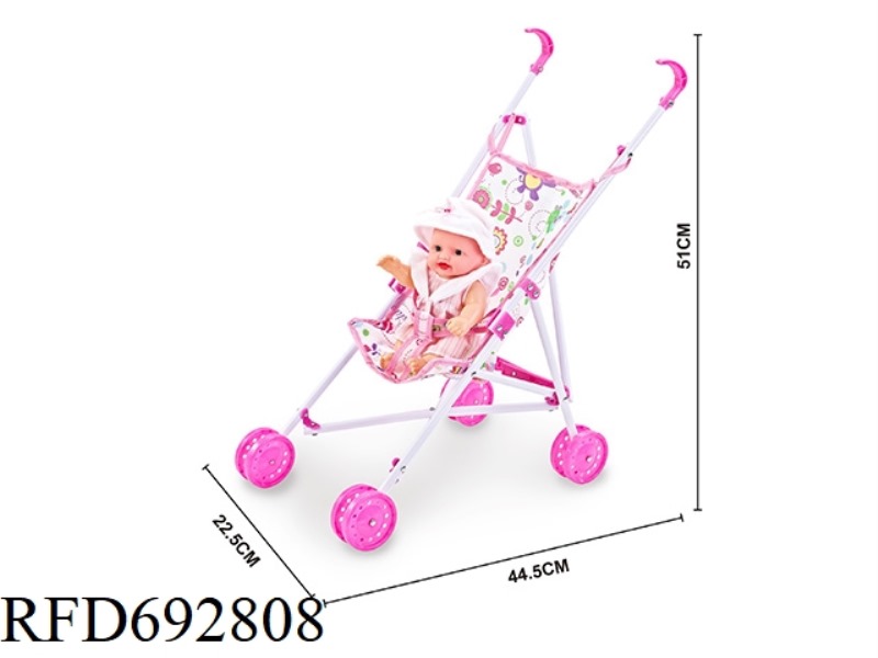 PLASTIC CART WITH 10-INCH MUSIC HOLLOW DOLL