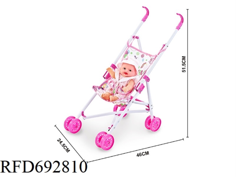 IRON CART WITH 10-INCH MUSIC EMPTY DOLL