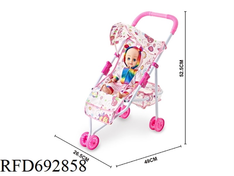 IRON CART WITH 16-INCH MUSIC HOLLOW DOLL