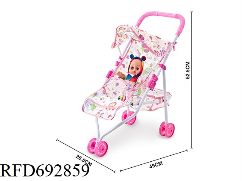IRON CART WITH 10-INCH MUSIC EMPTY DOLL