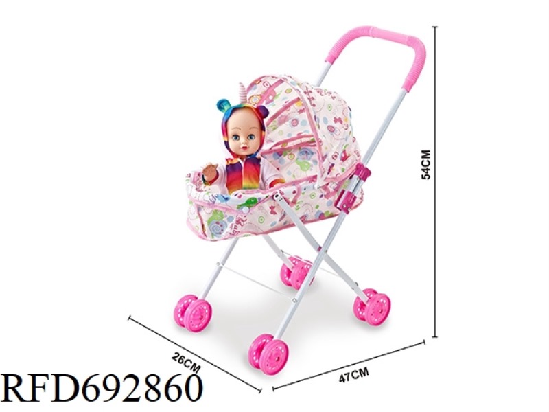 IRON CART WITH 16-INCH MUSIC HOLLOW DOLL