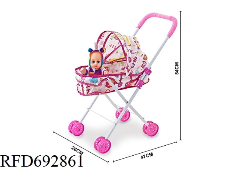 IRON CART WITH 10-INCH MUSIC EMPTY DOLL