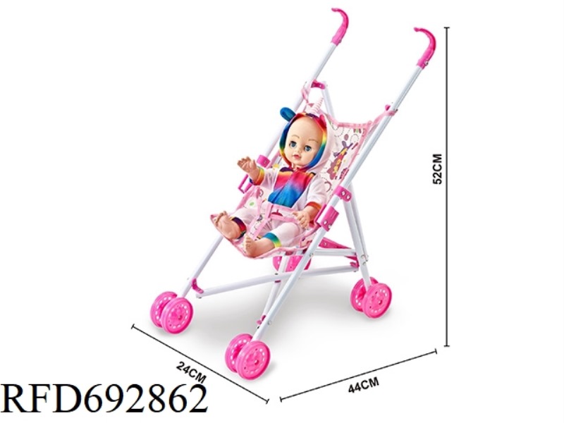 IRON CART WITH 16-INCH MUSIC HOLLOW DOLL