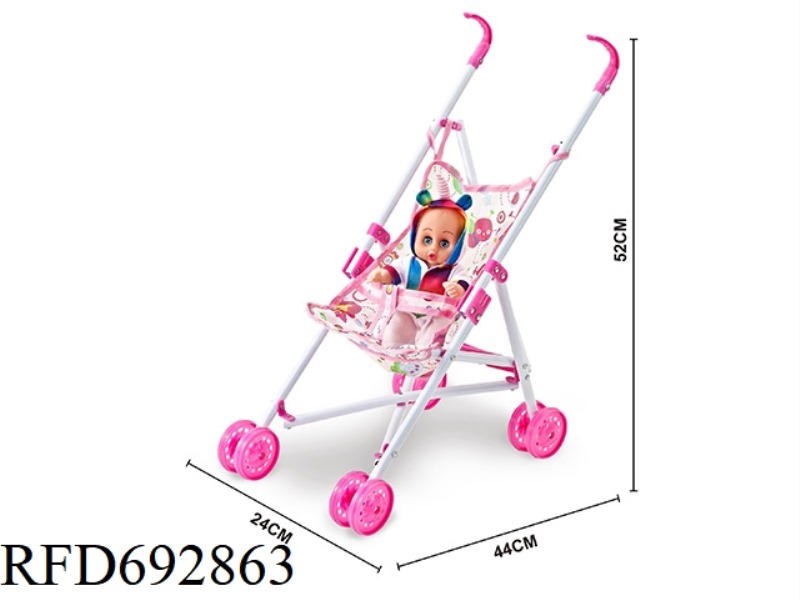 IRON CART WITH 10-INCH MUSIC EMPTY DOLL