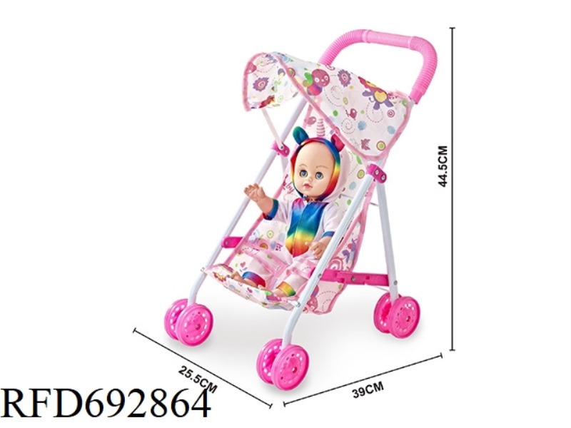 IRON CART WITH 16-INCH MUSIC HOLLOW DOLL