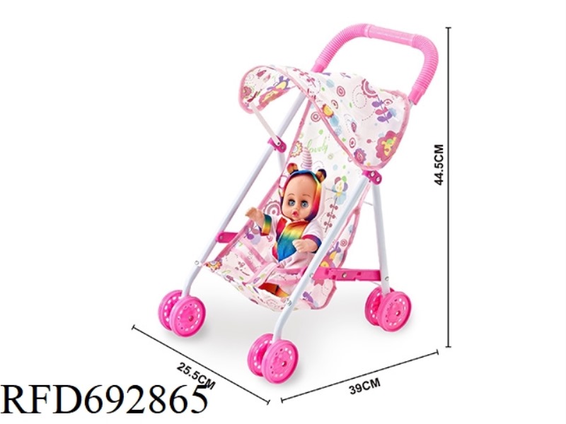 IRON CART WITH 10-INCH MUSIC EMPTY DOLL