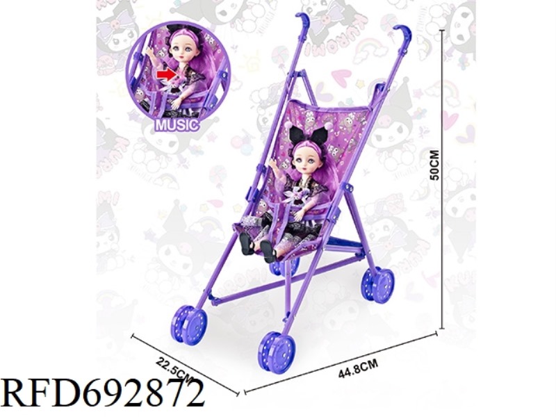 PURPLE PLASTIC CAR (KUROMI) WITH 12-INCH SOUND GIRL'S MUSIC