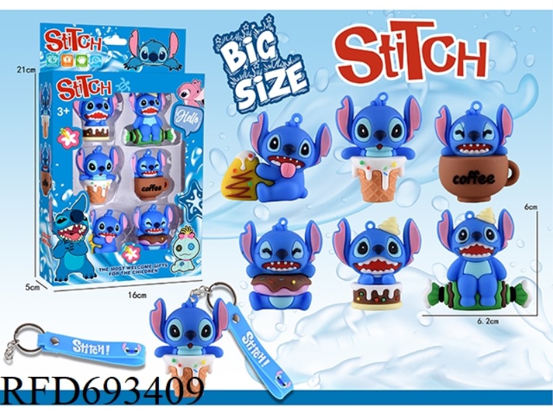 COMES WITH A SOFT RUBBER KEYCHAIN AND LARGE STITCH 6PCS