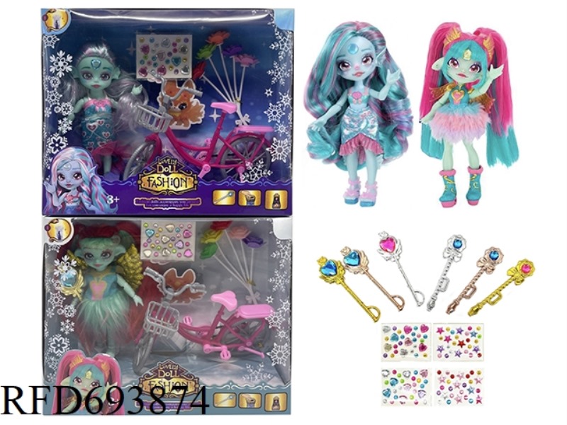 MAGIC MIXIES THEME SERIES 6.5-INCH 12-JOINT REAL BODY MAGIC ELF WITH BICYCLE SET