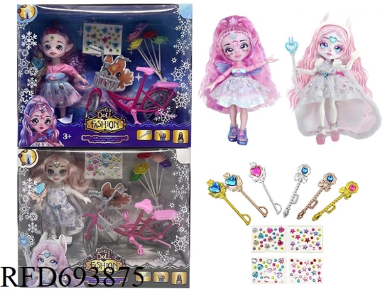 MAGIC MIXIES THEME SERIES 6.5-INCH 12-JOINT REAL BODY MAGIC ELF WITH BICYCLE SET