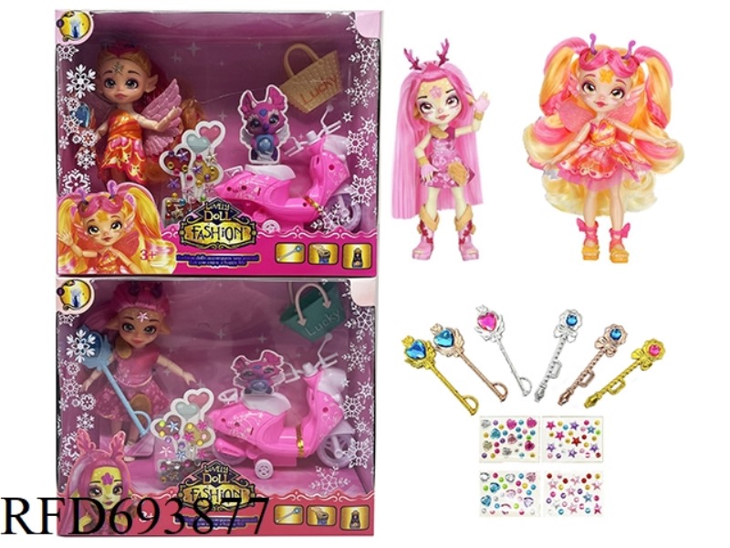 MAGIC MIXIES THEME SERIES 6.5-INCH 12-JOINT REAL BODY MAGIC ELF WITH MOTORCYCLE SET