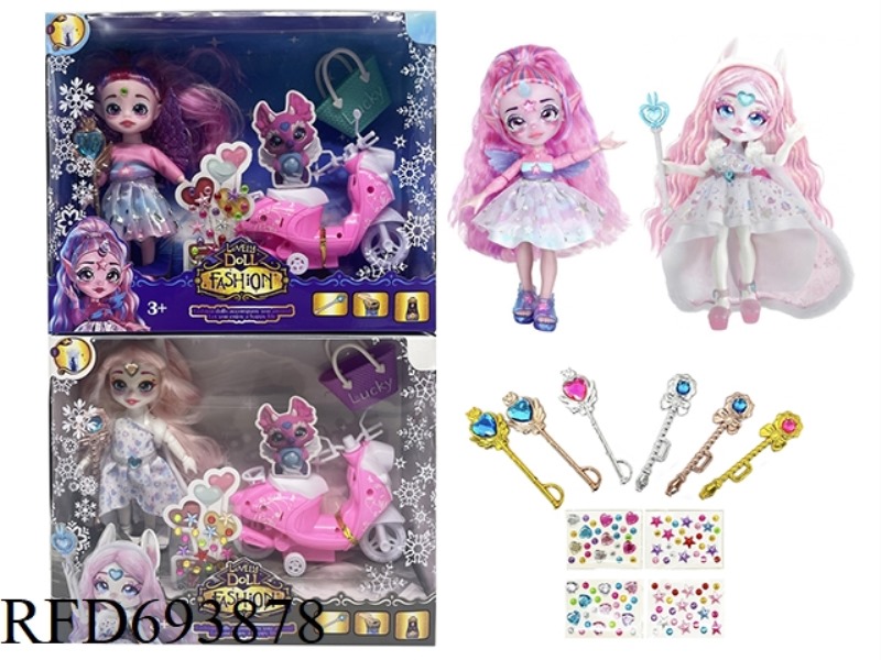 MAGIC MIXIES THEME SERIES 6.5-INCH 12-JOINT REAL BODY MAGIC ELF WITH MOTORCYCLE SET