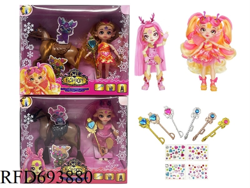 MAGIC MIXIES THEME SERIES 6.5-INCH 12-JOINT REAL BODY MAGIC SPIRIT WITH SIMULATED HORSE SET