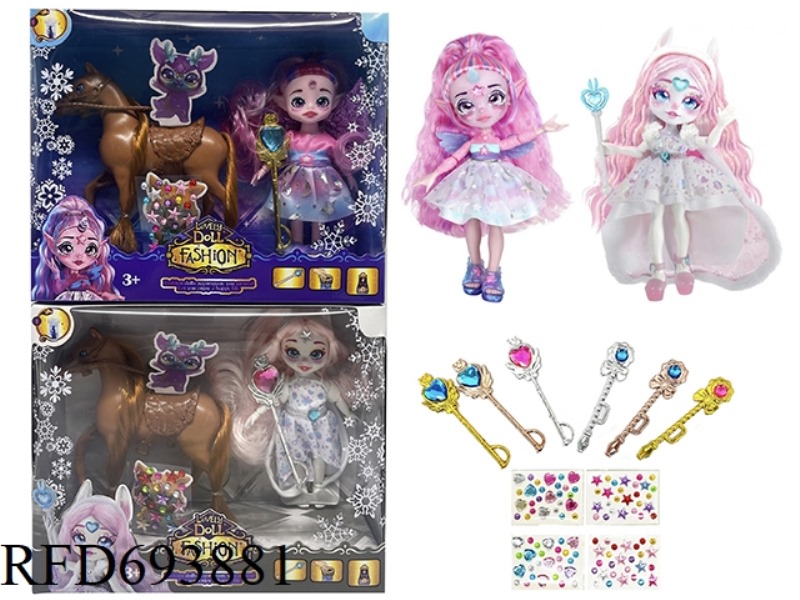 MAGIC MIXIES THEME SERIES 6.5-INCH 12-JOINT REAL BODY MAGIC SPIRIT WITH SIMULATED HORSE SET