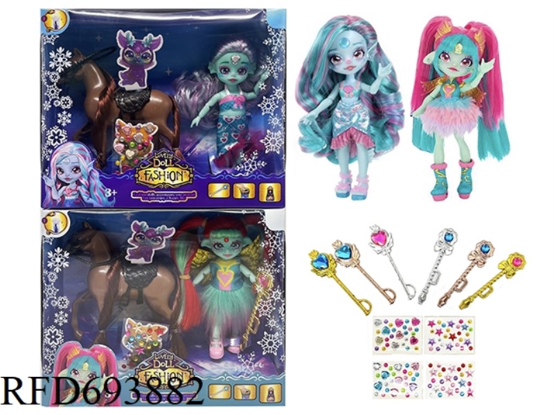 MAGIC MIXIES THEME SERIES 6.5-INCH 12-JOINT REAL BODY MAGIC SPIRIT WITH SIMULATED HORSE SET