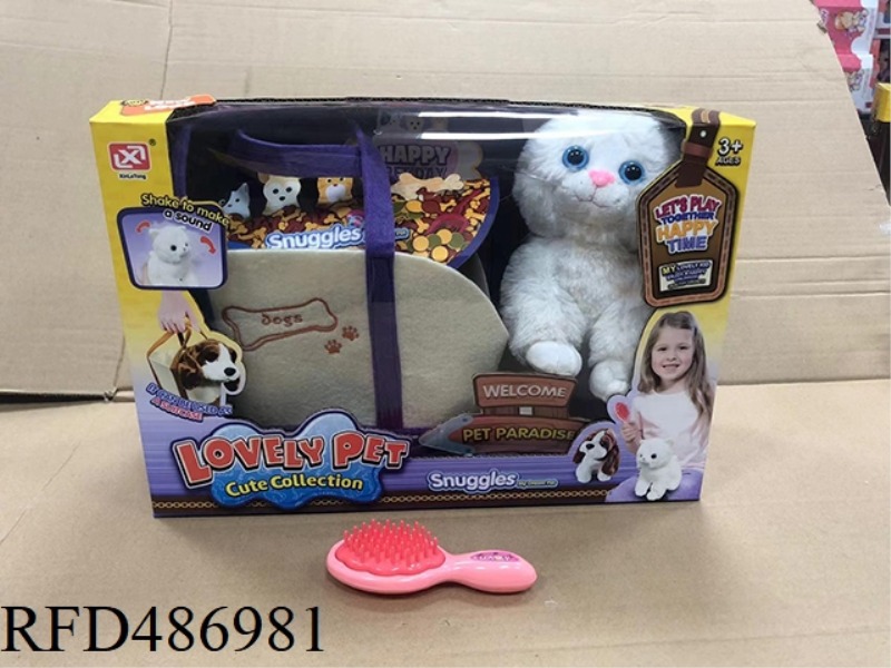 FLUFFY CAT PURE WHITE ENGLISH SHORT CAT /BB WHISTLE/CARRYING BAG