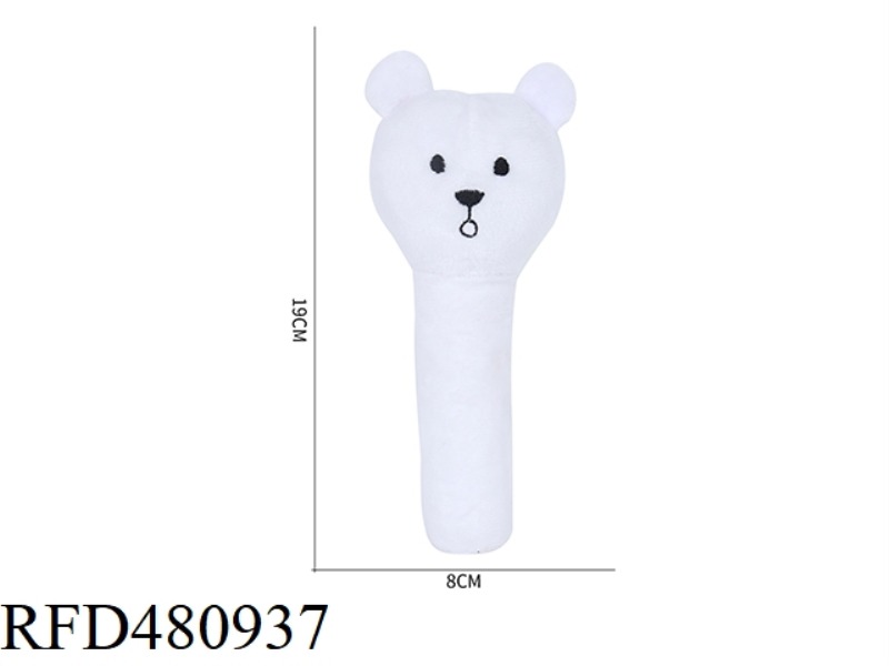 PLUSH WHITE BEAR RATTLE BB STICK