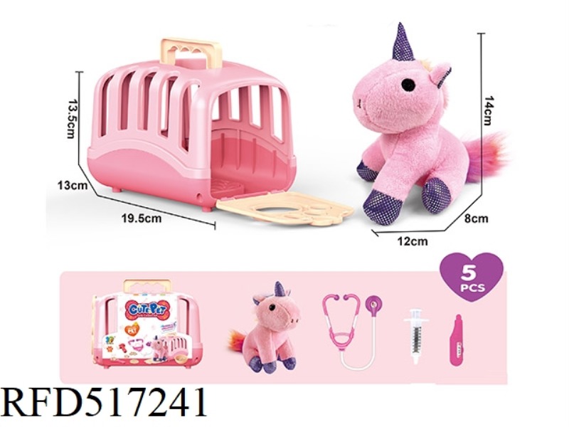 SITTING HORNED VET WITH PET CARRIER