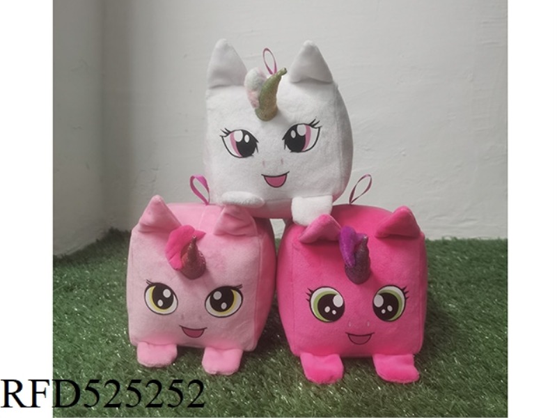 15CM PLUSH CUBE UNICORN RATTLE