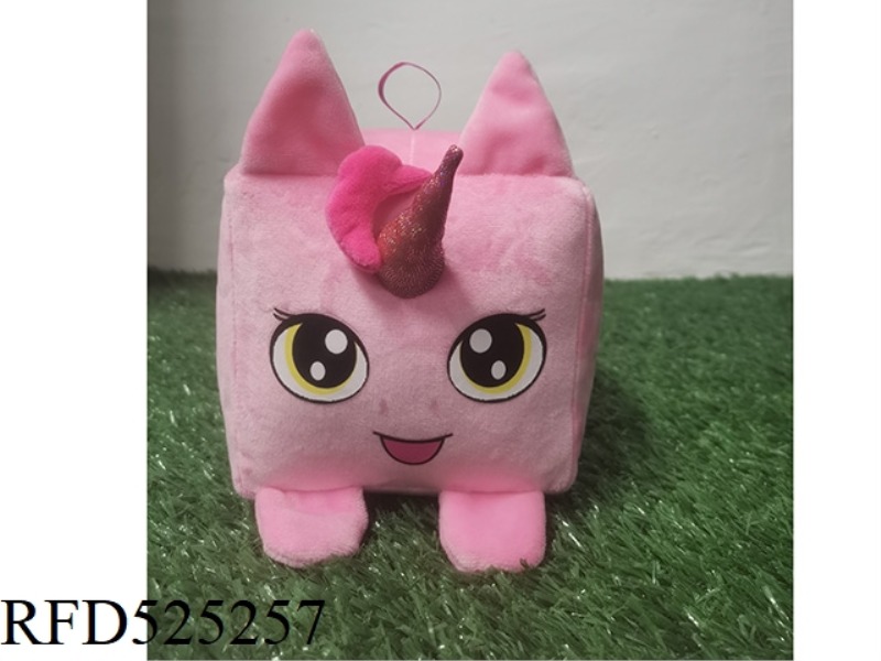 15CM PLUSH CUBE UNICORN RATTLE PINK