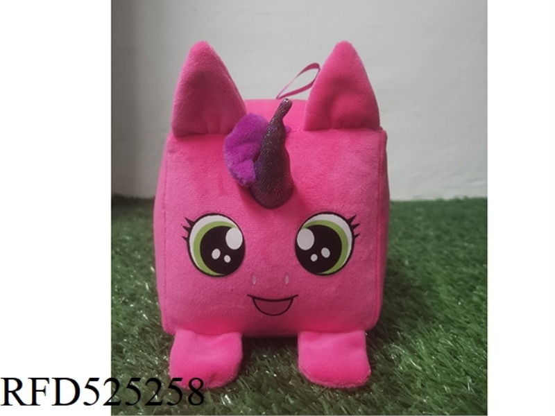 15CM PLUSH CUBE UNICORN RATTLE PURPLE
