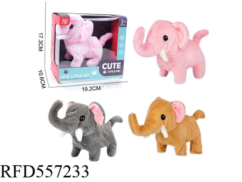 ELECTRIC PLUSH ELEPHANT 4-COLOR MIX (WITH CRAWLING AND SOUND)