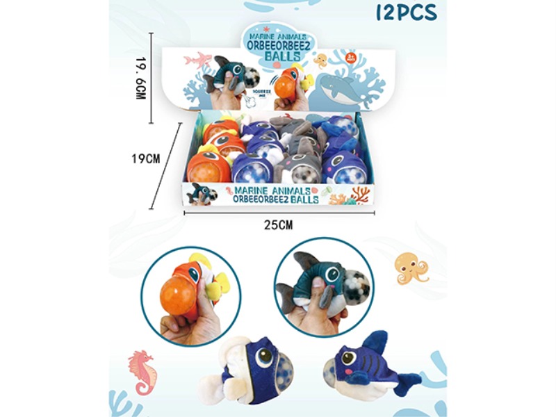 PLUSH SPITS BUBBLES, SQUEEZES, SQUEEZES AND DELIGHTS MARINE ANIMALS' DECOMPRESSION BALLS 12PCS