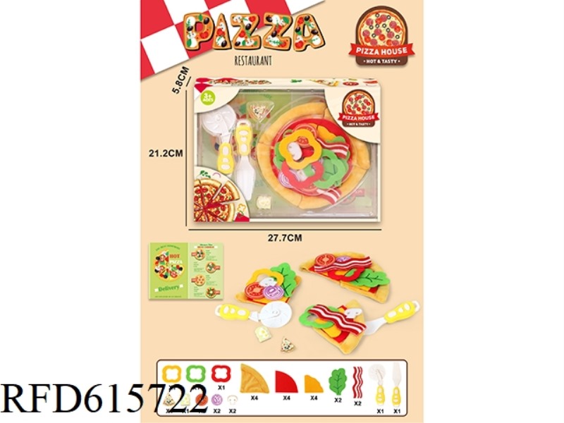 FABRIC PLUSH PIZZA PLAYHOUSE SET +2 BROOCHES