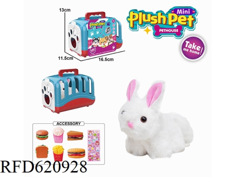 TAIL WAGGING ANIMAL - LONG HAIR RABBIT WITH BB RING + BURGER SET